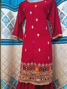 Hot Pink Sharara Set Without Dupatta Size L