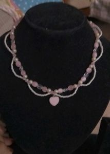 Handmade Pink Heart Charm Necklace