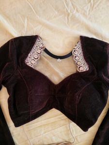 Back Open Customisrd Velvet Blouse