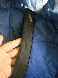 Blue Puffer Jacket Branded Black And Logo