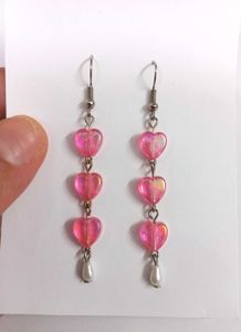 Trendy Handmade Triple Heart Earrings with Drop