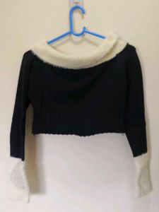 Black &amp; White Cropped Sweater