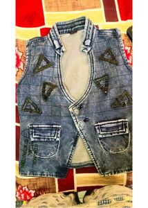 Denim Or Green Partywear Jaket Combo