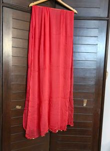 Women Red Georgette Beads Straight Palazzo Suit