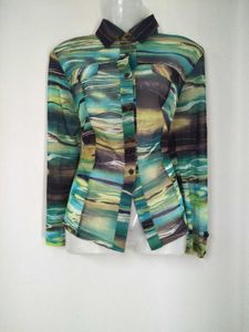 Sheer Abstract Print Shirt