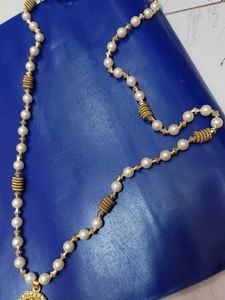 Beautiful Long Pearl Mala With Radhakrishna Pandel