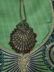 Green and Blue Embroidered Dress Material