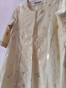Golden Cream Colour Anaarkali Kurta.