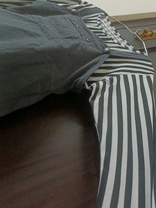 Striped Pinafore Black Dress