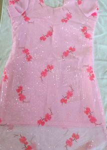 Pink Floral Sequined Kurta