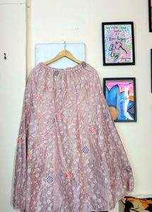 Long Skirt Fully Embroided Pink Color New