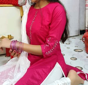 Rakhi Special💕Pink Kurta Mirror Work 💕