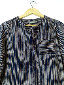 Gia Navy Blue Printed Loose Fit Top (Women)