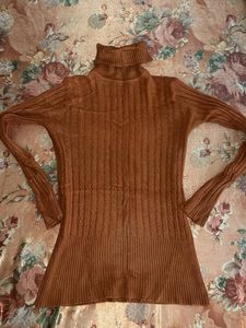 Brown Turtleneck Top