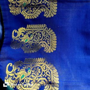 Glitter green/ Blue Silk Saree
