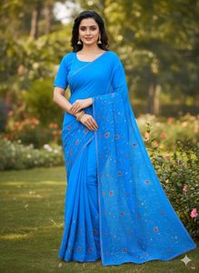 NEW - Blue Saree with Blouse
