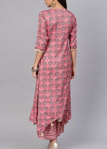 Pink Printed Kurta with Palazzos