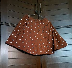 SERA Women Brown Polka Dot Printed Flared Skirt