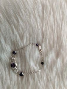 Silver Bracelet with Purple Gem