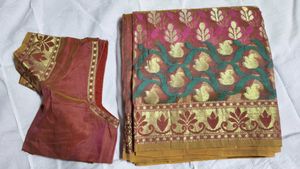 Chanderi Silk Saree With Stictched Blouse