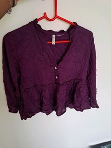 Purple Ruffled Peplum Top