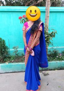 Royal Blue &amp; Pink Saree