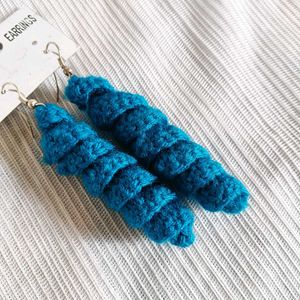 Blue Crochet Drop Earrings