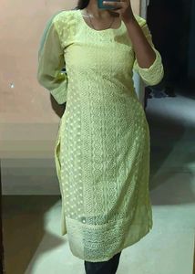 Yellow Chikankari Kurti
