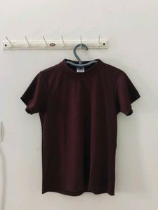 Brown Mock Neck Tee