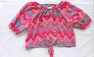 Chevron Tie-Front Top