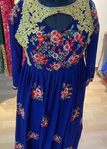 Elegant Blue Embroidered Anarkali