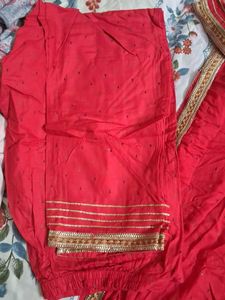 Red Embroidered Kurta Set