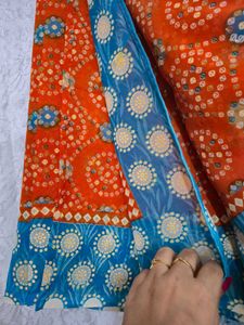 Bandhani orange Saree