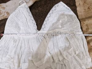 ADORABLE Y2K White Peplum Party Wear Top