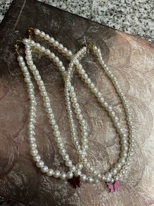 Handmade Pearl Necklaces With Butterfly