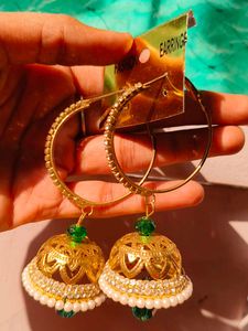 Green And Golden Earrings.