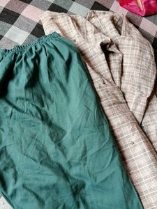 Elegant Embroidered Plaid Kurti Set