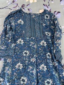 Floral Print Blue Kurti