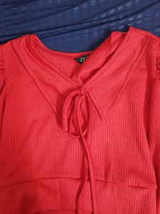 Orange Tie-Front Top