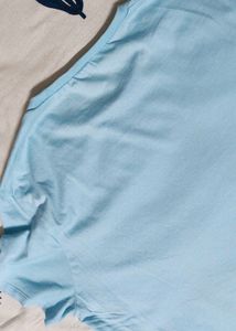Men Sky Blue Half Sleeve Cotton Casual Tshirt