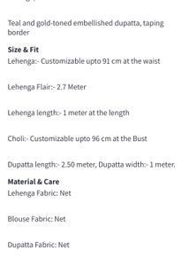 Teal Embellished Lehenga Choli(House Of pancchi)