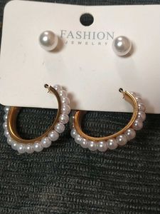 Pearl Hoop Earrings And Studs