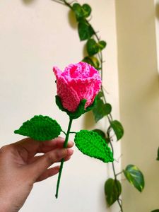Crocheted Pink Rose