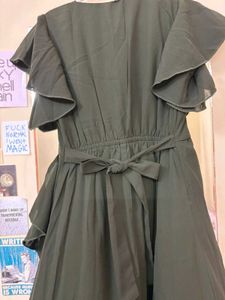 Olive Green Ruffle Maxi Dress