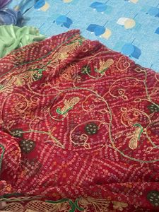 Red Bandhani Saree