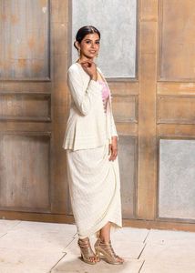 Pastel Blue Lucknowi Shifli Jacket &amp; Dhoti Set