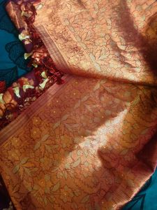 New Burgundy Tissue Silk Long Saree