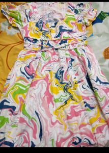 Colorful Abstract Print Midi Dress