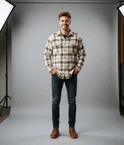 SWANKIS casual checked mens shirt