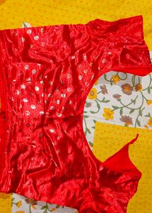 Satin Soft Red Designer Blouse